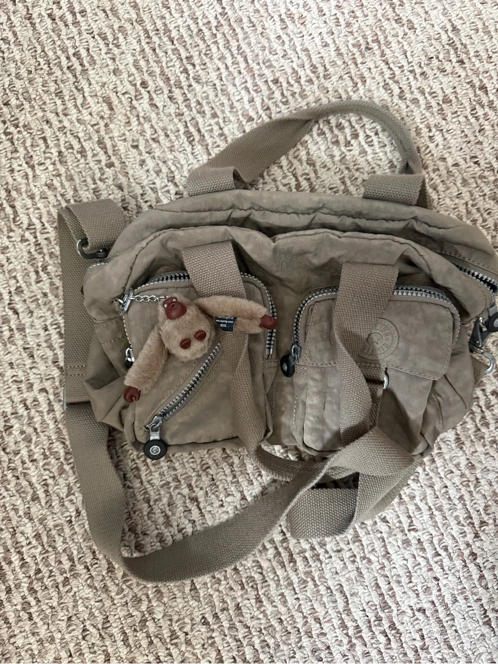 Taupe Kipling Defea Multi-Pocket Women’s Shoulder Bag